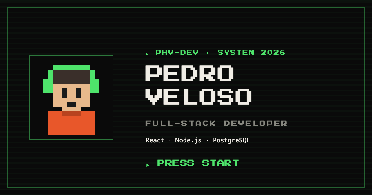 Pedro Veloso — Desenvolvedor Full-stack